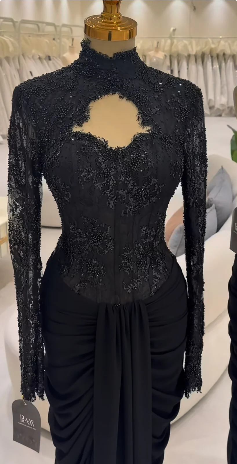 فستان سهرة لون أسود وأبيض – 1116